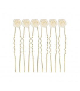 A&A Haarnaalden Metaal Bloem Creme 6 Stuks