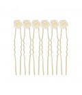 A&A Haarnaalden Metaal Bloem Creme 6 Stuks