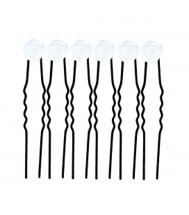 A&A Haarnaalden Zwart Bloem Wit 6 Stuks